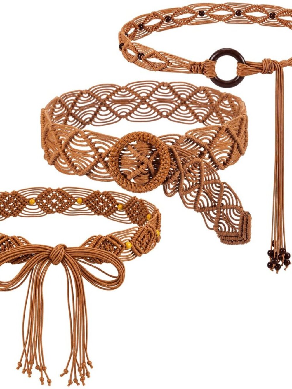 3 Pcs Boho Belt, Bohemian Dress Braided Belt for Women